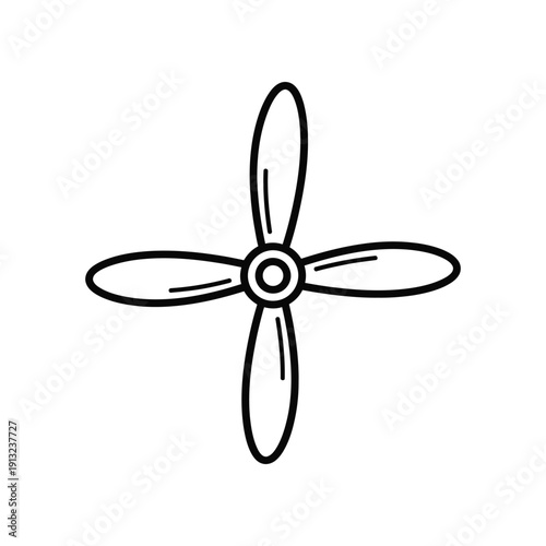 Simple illustration of a classic airplane propeller with four blades
