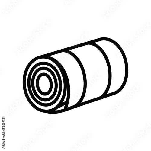 A rolled-up cylindrical object resembling paper towels or toilet tissue