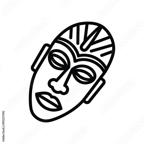 Traditional african mask with geometric patterns and distinctive eye design