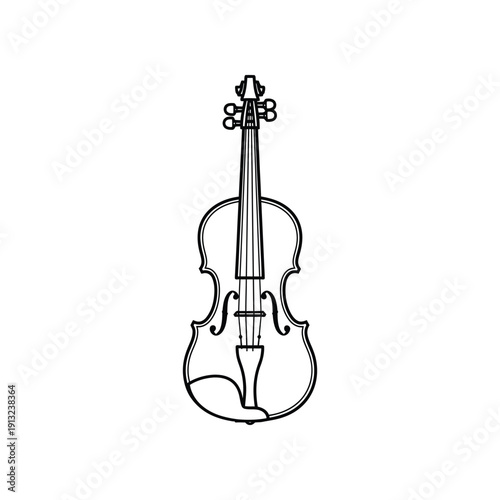 A classic black and white line drawing of a violin instrument