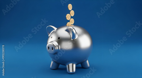 Wallpaper Mural Saving money made easy with a piggy bank on a blue background Torontodigital.ca