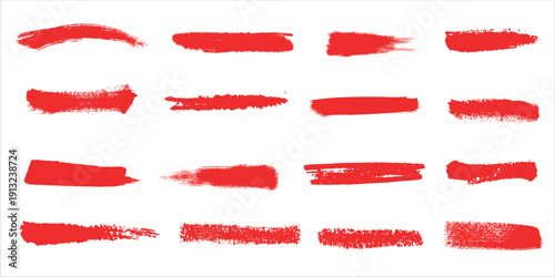Collection of red lipstick smears and strokes on white background