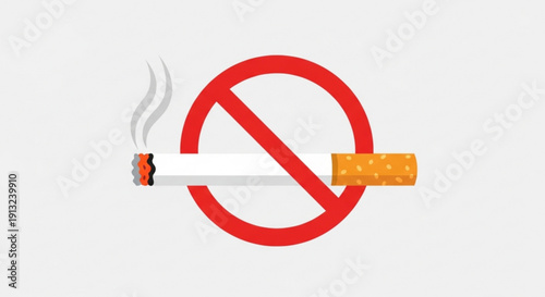 No smoking symbol with cigarette and red prohibition sign