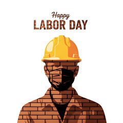 Happy labor day worker isolated on transparent background