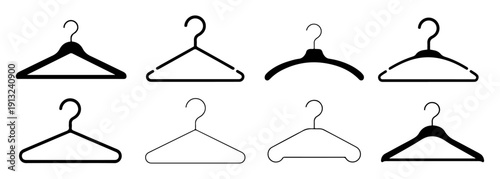 black clothes hanger icon set