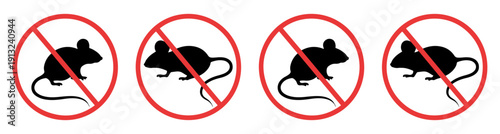 no rats mice prohibition sign set