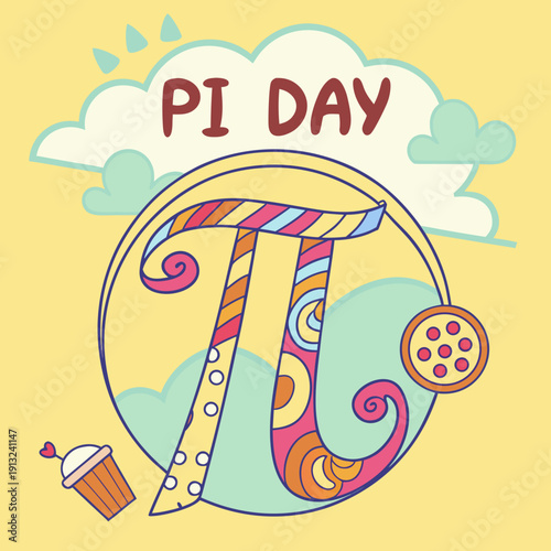 Happy pi day logo style