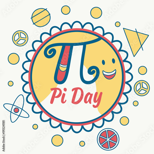 Happy pi day logo style