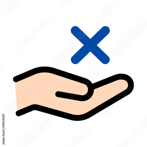 手の上のNGマークアイコン（禁止・エラー）