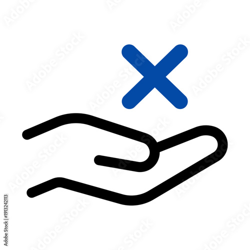 手の上のNGマークアイコン（禁止・エラー）