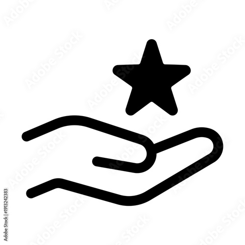 レビュー・おすすめを表すアイコン　手の上のスター