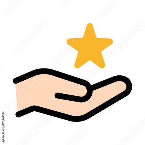 レビュー・おすすめを表すアイコン　手の上のスター