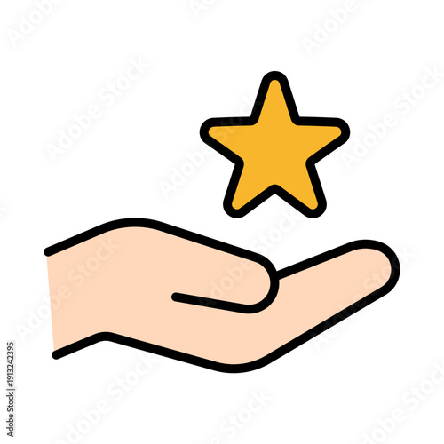 レビュー・おすすめを表すアイコン　手の上のスター