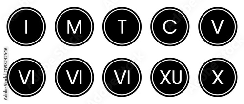 roman numeral circle badge icon set