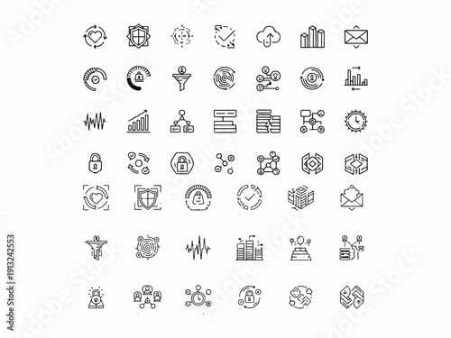 Artificial Intelligence and Data Technology Line Icon Pack  Machine Learning Thin Outline Symbols