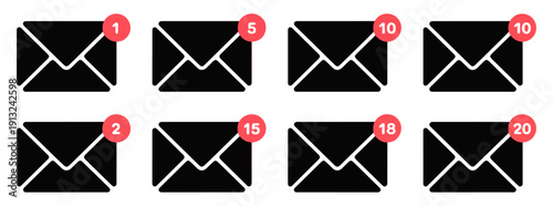 email notification badge icons set