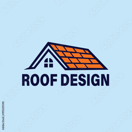 Stylized House Roof Logo with Orange Shingles and Window