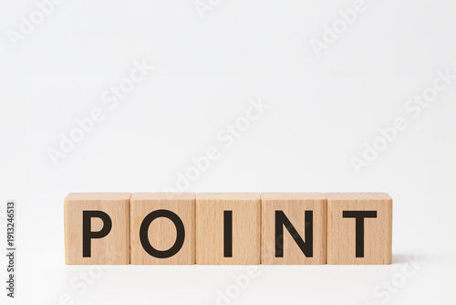 Obraz na płótnie 白背景のPOINT文字ブロック　シンプルで明るいビジネス素材（縦4:横5）