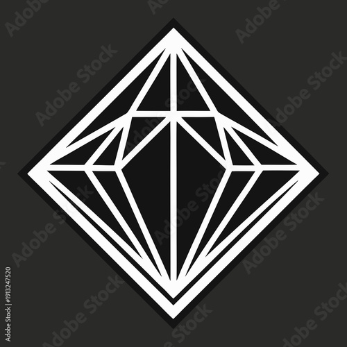 A white diamond shape on a black background
