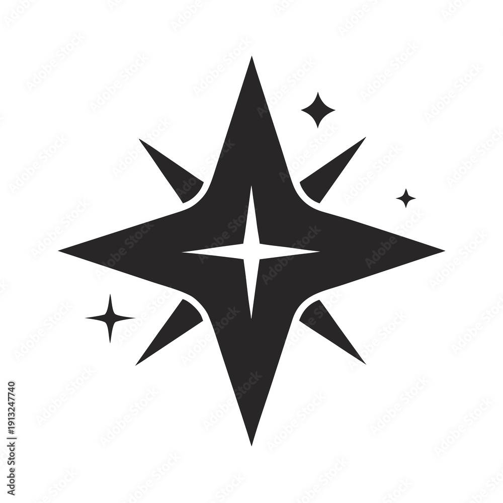 Fototapeta premium A black star with white accents and sparkles