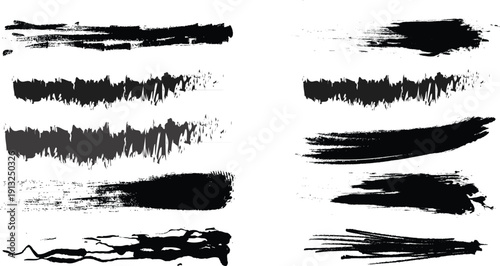 Abstract black ink brushstrokes create a minimalist flowing visual composition