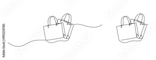 Elegant abstract line art illustration. Minimalist image of one continuous line symbolizing retail, e-commerce, online shopping, consumer spending, etc.