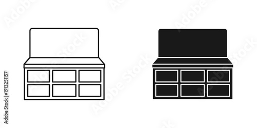 Clean and sleek minimalist furniture design featuring wooden and black drawers with smooth surfaces, ideal for home decor, office, and commercial use.