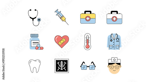 Collection of simple medical icons