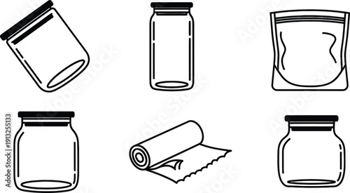 Kitchen Pantry Organization and Glass Food Storage Jar Icons