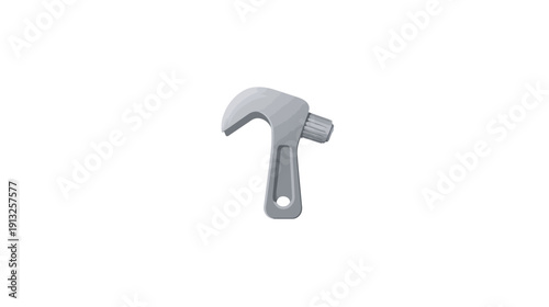 A gray cartoon-style hook wrench tool, set against a simple white background
