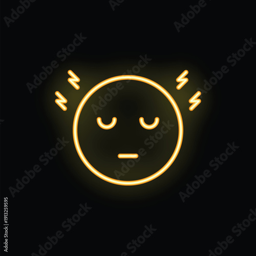 Neon yellow emoji showing frustration with closed eyes and lightning bolts