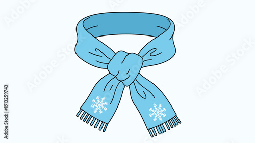Cozy blue winter scarf decorated with white snowflake patterns is a classic accessory for the cold holiday season.