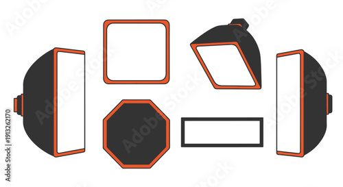 Camera Softbox Line flat style color illustration