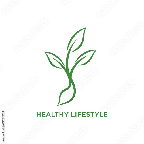Simple Line Art Illustration of a Plant Representing Healthy Lifestyle Concepts