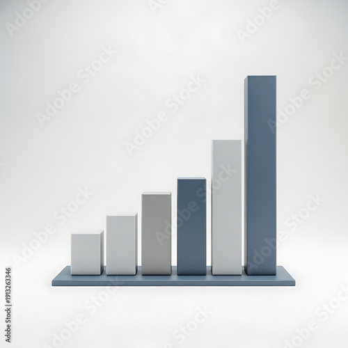 Abstract bar graph showing upward trend and growth with varying colors