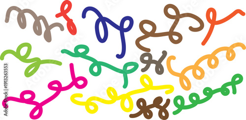 Colorful squiggly lines in various bright colors