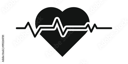 Love heart ECG pulse waveform isolated transparent background vector