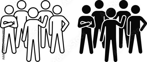 Teamwork people group icons collaboration community leadership unity partnership meeting business support communication flat vector illustration