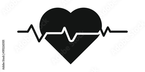 Heart rate ECG love shape waveform isolated transparent vector