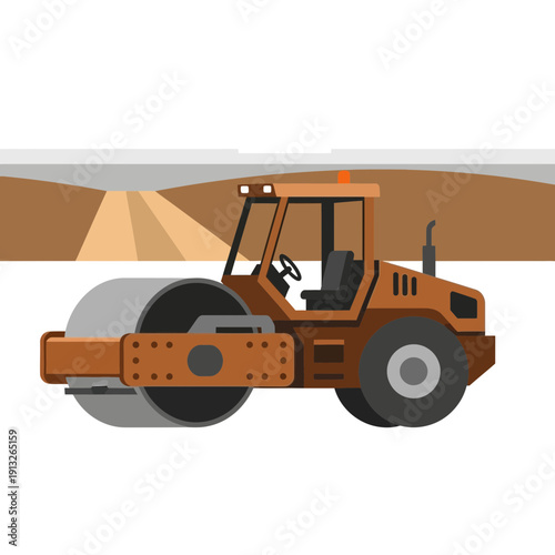 Heavy Duty Road Roller Compacting Construction Site Surface