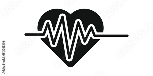 ECG heart rhythm love symbol isolated transparent PNG vector