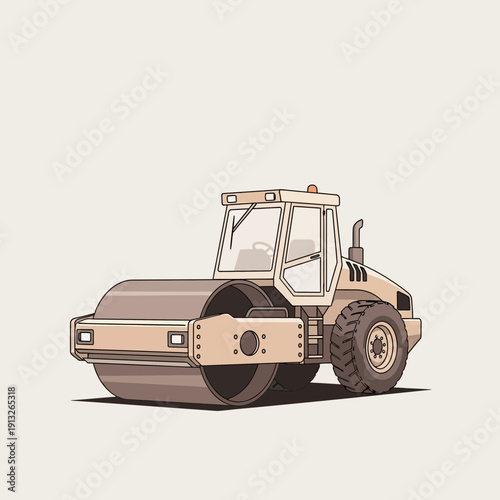 Heavy Duty Road Roller Machine Illustration On White Background Construction Vehicle