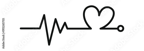 Romantic heartbeat ECG pulse line heart shape transparent vector