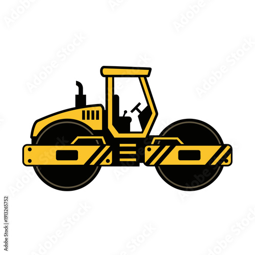 Heavy Duty Yellow Road Roller Machine Operator Construction Equipment