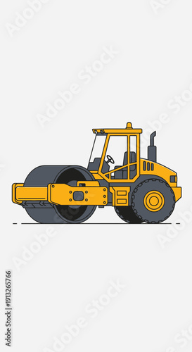 Heavy Duty Yellow Steamroller Machine For Road Construction Work