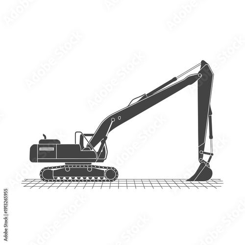 Heavy Excavator Machine Construction Industry Equipment Graphic