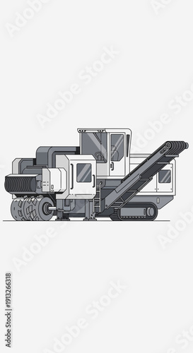 Heavy Industrial Construction Equipment Illustration
