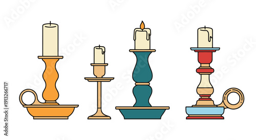 Candle Holder Line soft colorful abstract illustration