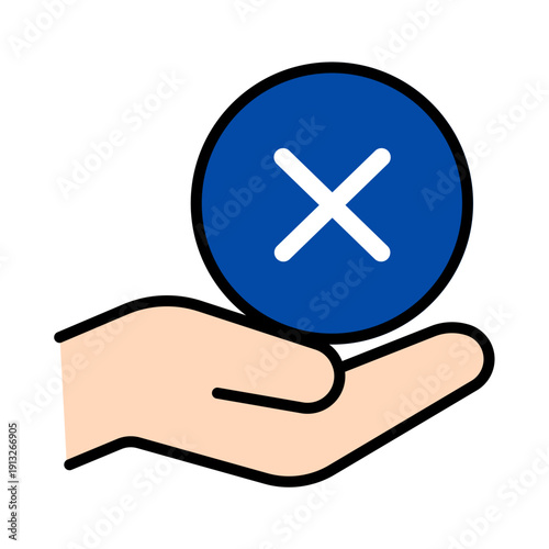 手の上のNGマークアイコン（禁止・エラー）