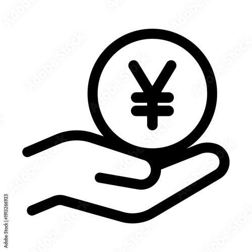 支払い・収益を表す、手の上の円マークアイコン